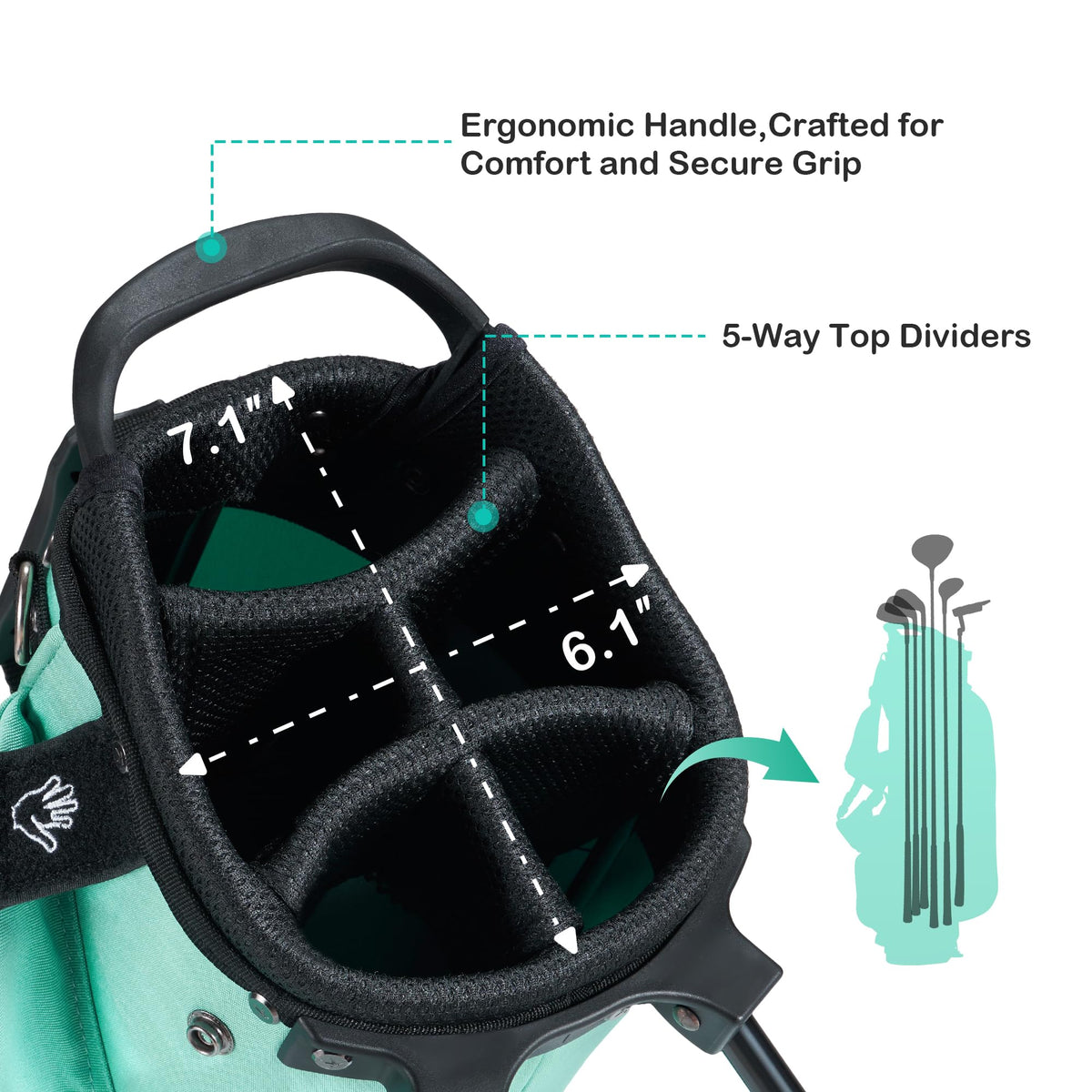 KVV Junior Golf Bag organized pockets keep tees and balls within reach