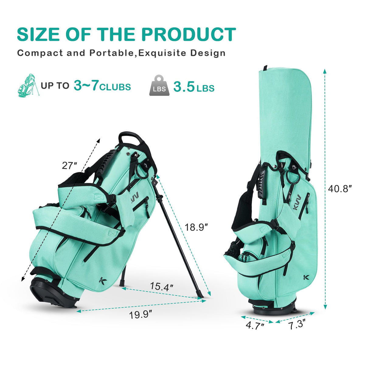 KVV Junior Golf Bag stand mechanism demonstrates stable dual-leg support during play