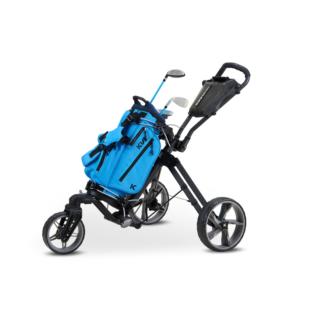 KVV blue junior golf kit design appealing to kids and parents alike.