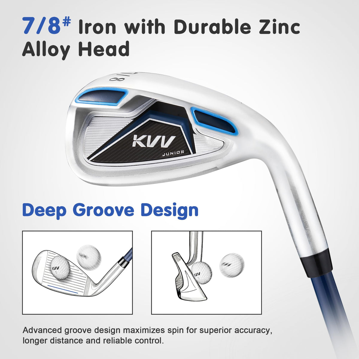 KVV Junior Golf Set iron 7-8 highlights adjustable age fit for beginners