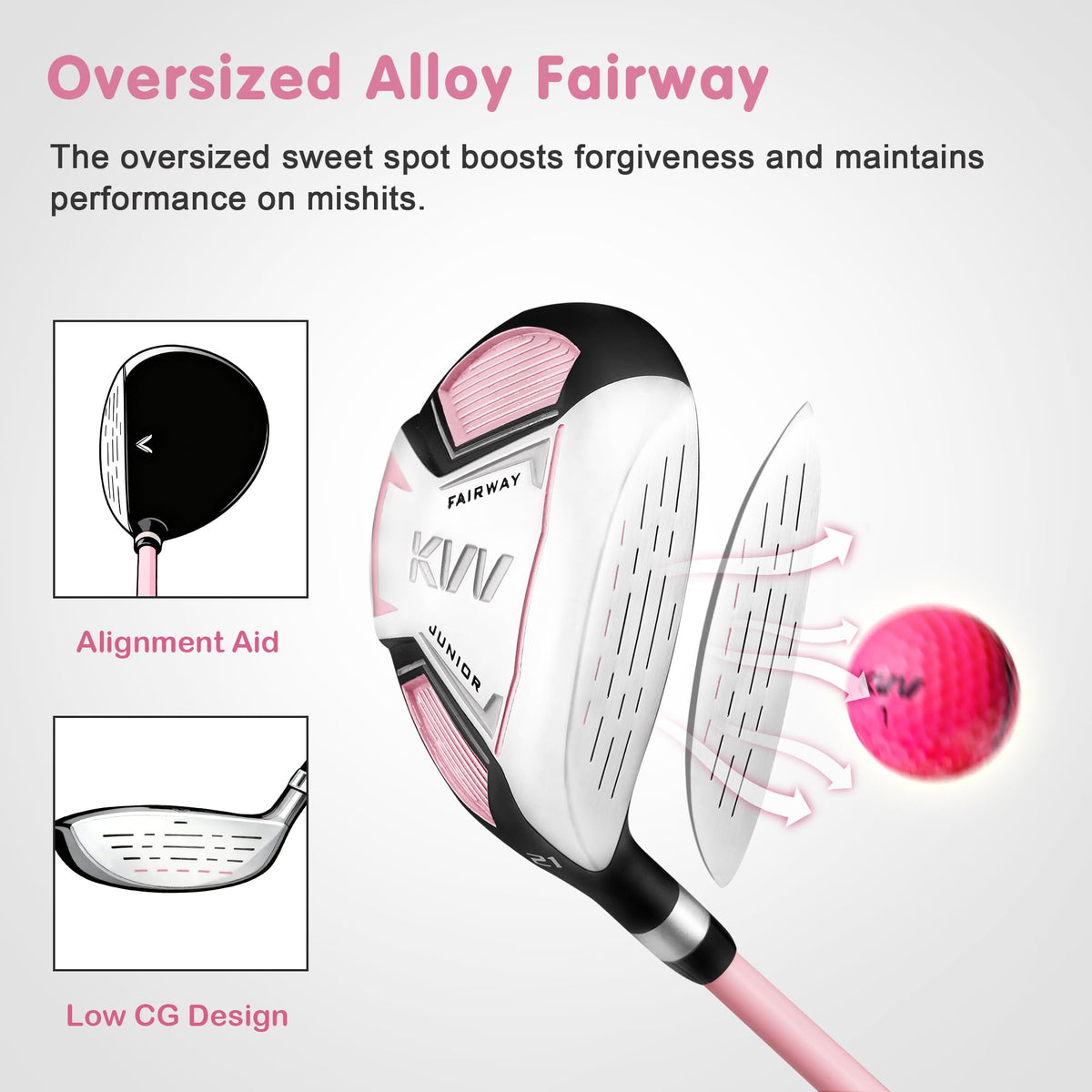 KVV junior golf iron for right-handed players, designed for balanced swing development.