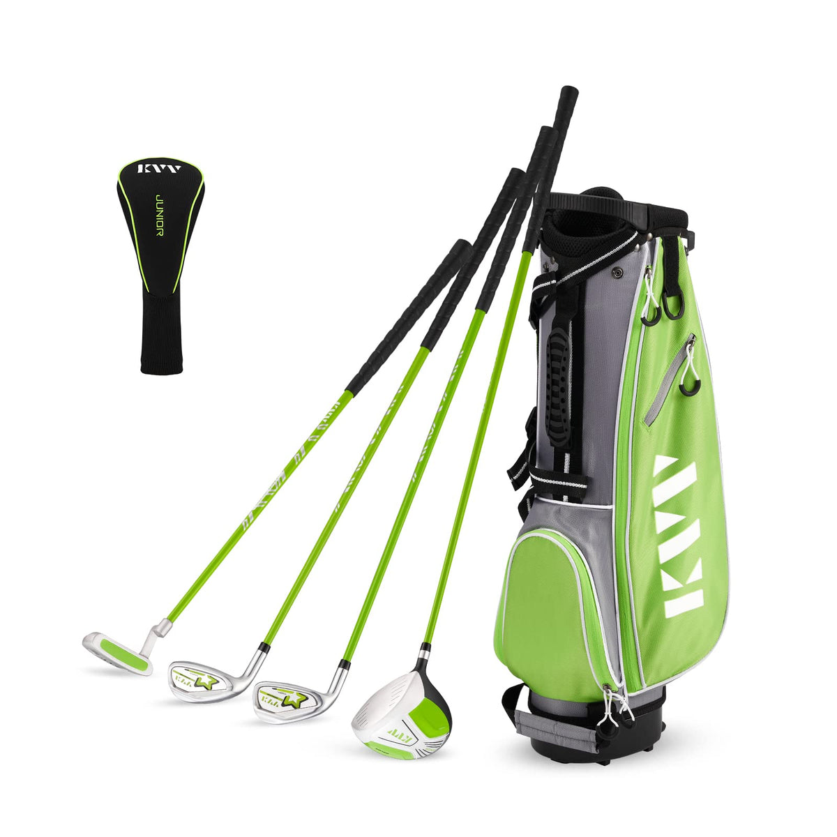 KVV lime junior golf set ready for practice or on-course use.