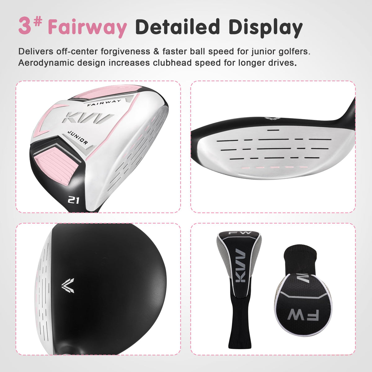 KVV junior golf putter for right-handed use, helps beginners align strokes.