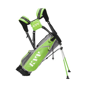 KVV Junior Golf Stand Bag lime front view showing lightweight design for kids