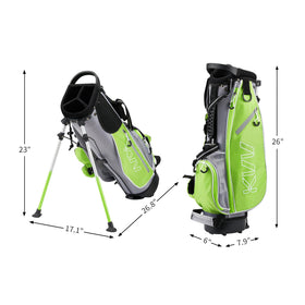 KVV Junior Golf Stand Bag lime rain hood protects clubs from rain.