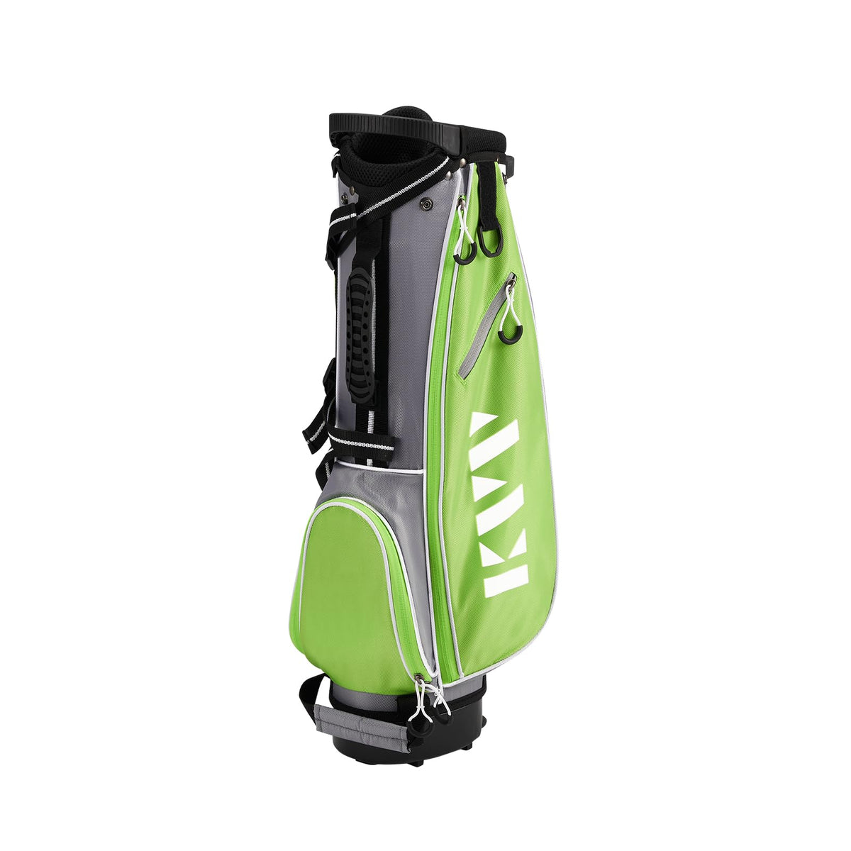 KVV Junior Golf Stand Bag lime with side pocket detail for balls and gloves