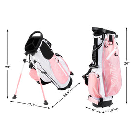 KVV junior golf stand bag pink strap view emphasizing padded adjustable straps for comfortable carrying