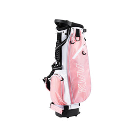 KVV junior golf stand bag pink side view highlighting large pockets for balls and gloves