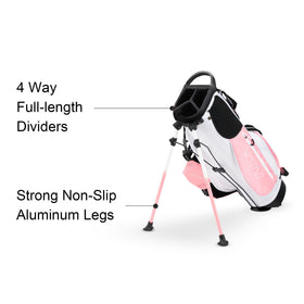 KVV junior golf stand bag pink solid base stability ensures secure gear on uneven ground