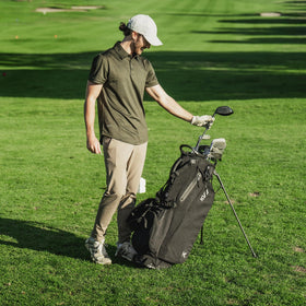 KVV stand bag with six pockets offers quick access and secure storage.