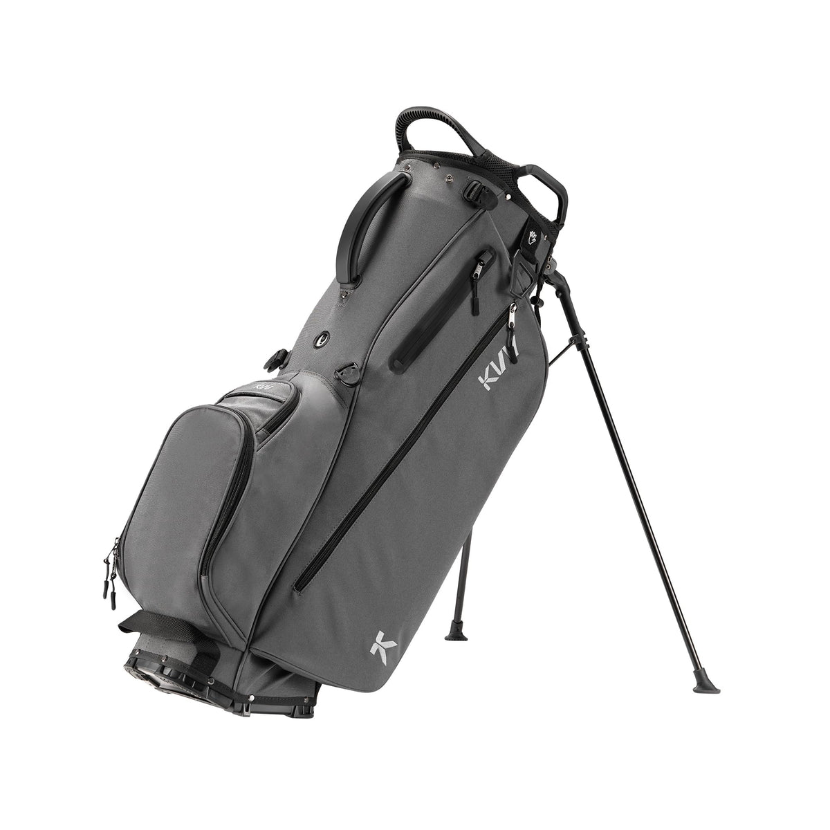 KVV lightweight stand bag with 7-way dividers keeps clubs organized on the course.