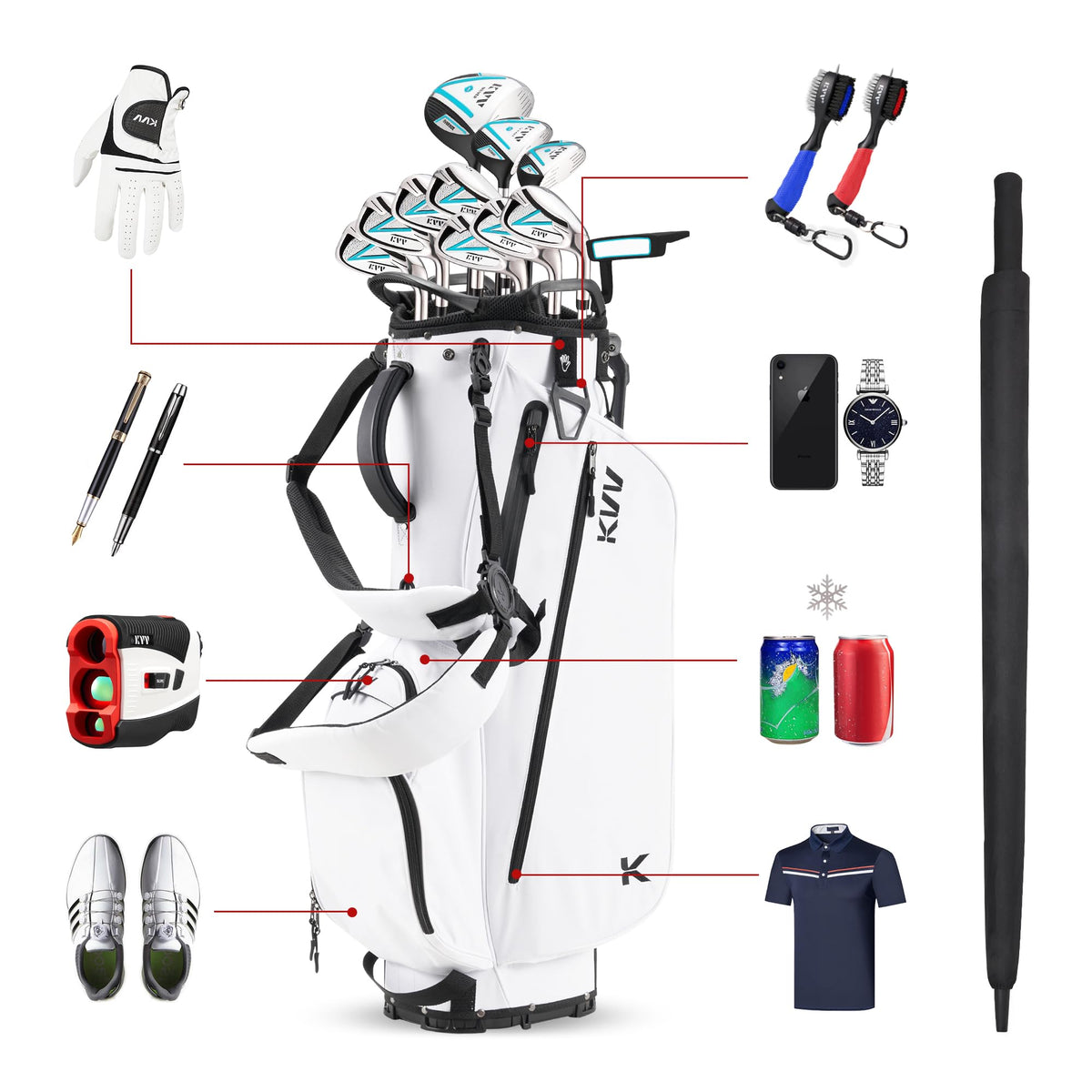 KVV bag with lift handles for easy club transport on and off the cart.