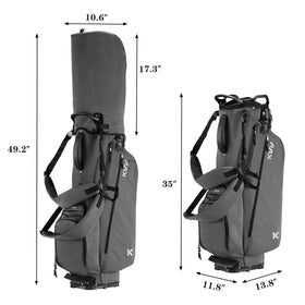 KVV stand bag towel ring with Velcro glove attachment for easy cleanup and organization.