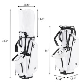 KVV stand bag with umbrella holder and rain cover for weather-ready rounds.