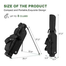 KVV lightweight pitch and putt bag stand deployed for quick setup on the course.