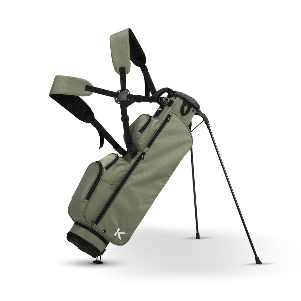 KVV lightweight pitch and putt bag top view showing compact design for easy storage.