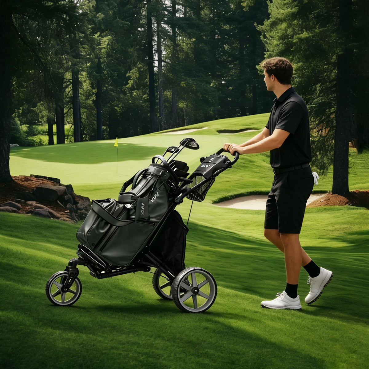 KVV premium golf bag suits men and women with versatile storage.