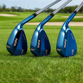 KVV 56-degree wedge in ionized blue finish for approach shots and stopping power.