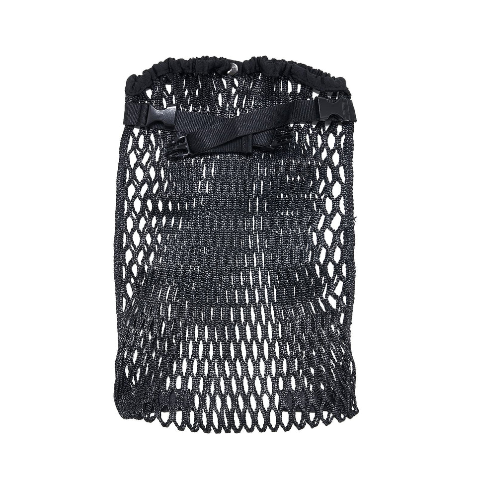 KVV universal golf cart organizer mesh bag on cart offers clutter-free access during rounds.