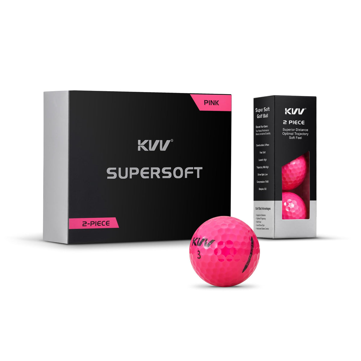 KVV white golf ball with durable Surlyn rubber for lasting play