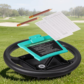 KyuerWK DS steering wheel viewed from top angle with ergonomic contour.
