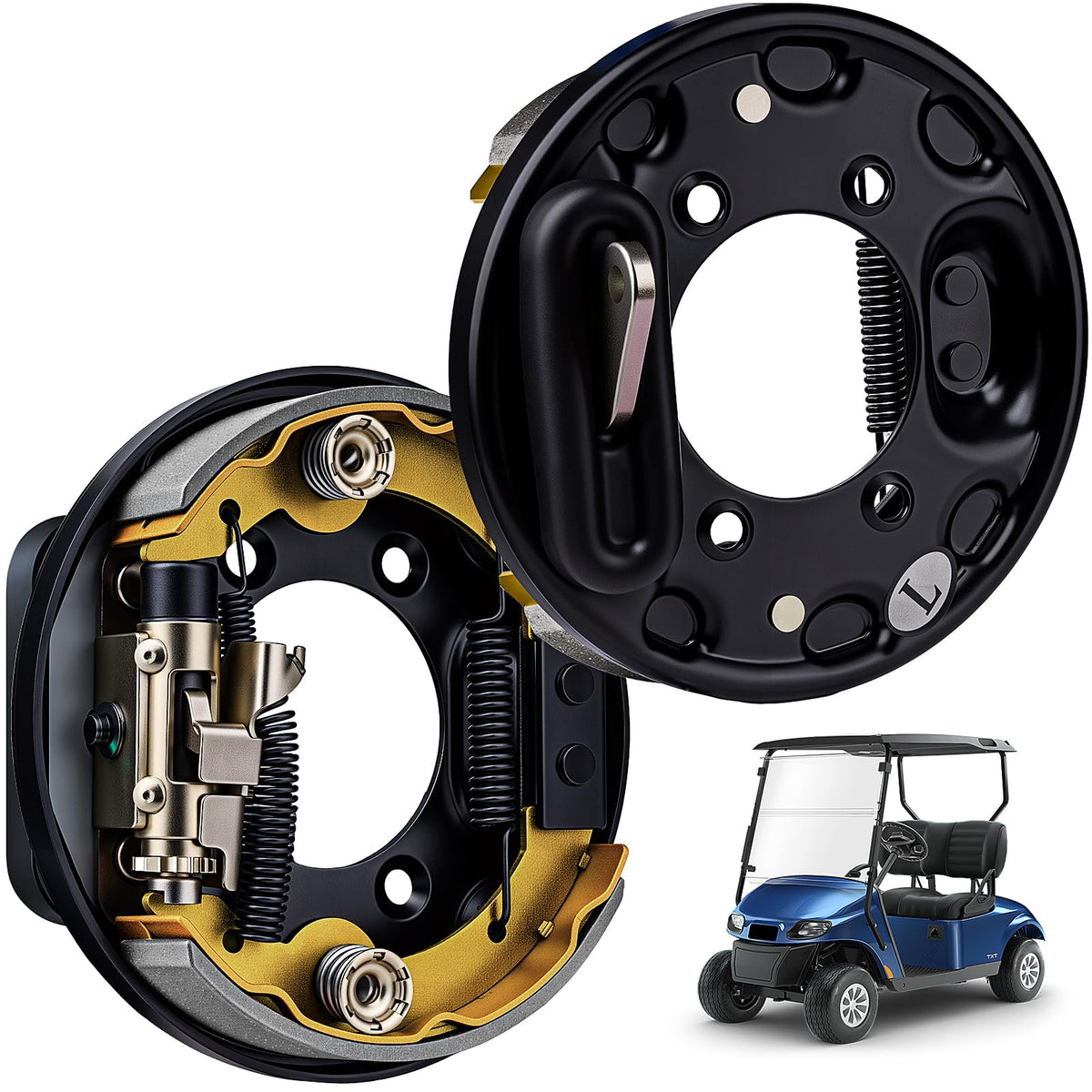 KyuerWK golf cart brake assembly on EZGO TXT shows stable stopping performance