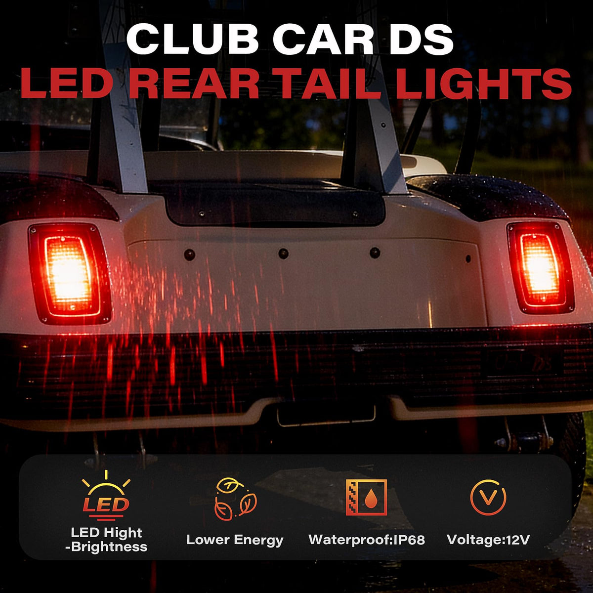 KyuerWK golf cart LED tail light kit, left side, boosts safety in low light