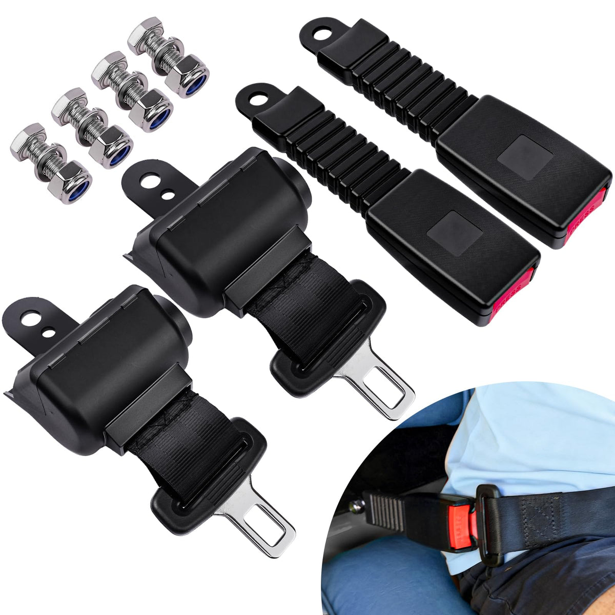 KyuerWK golf cart seat belt extended to 40 inches for flexible fit.