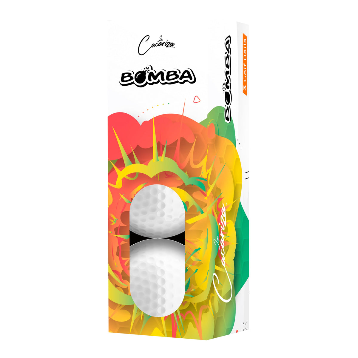 LA CACARIZA Bomba golf balls in vibrant colors enhance on-course visibility.