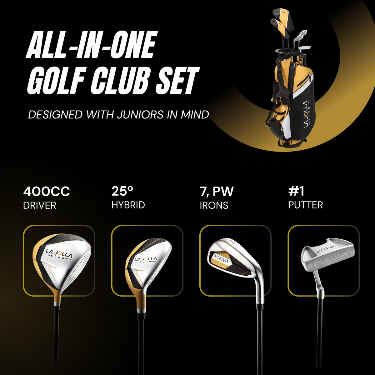 La Jolla Club junior golf set irons, stainless steel for precision and control