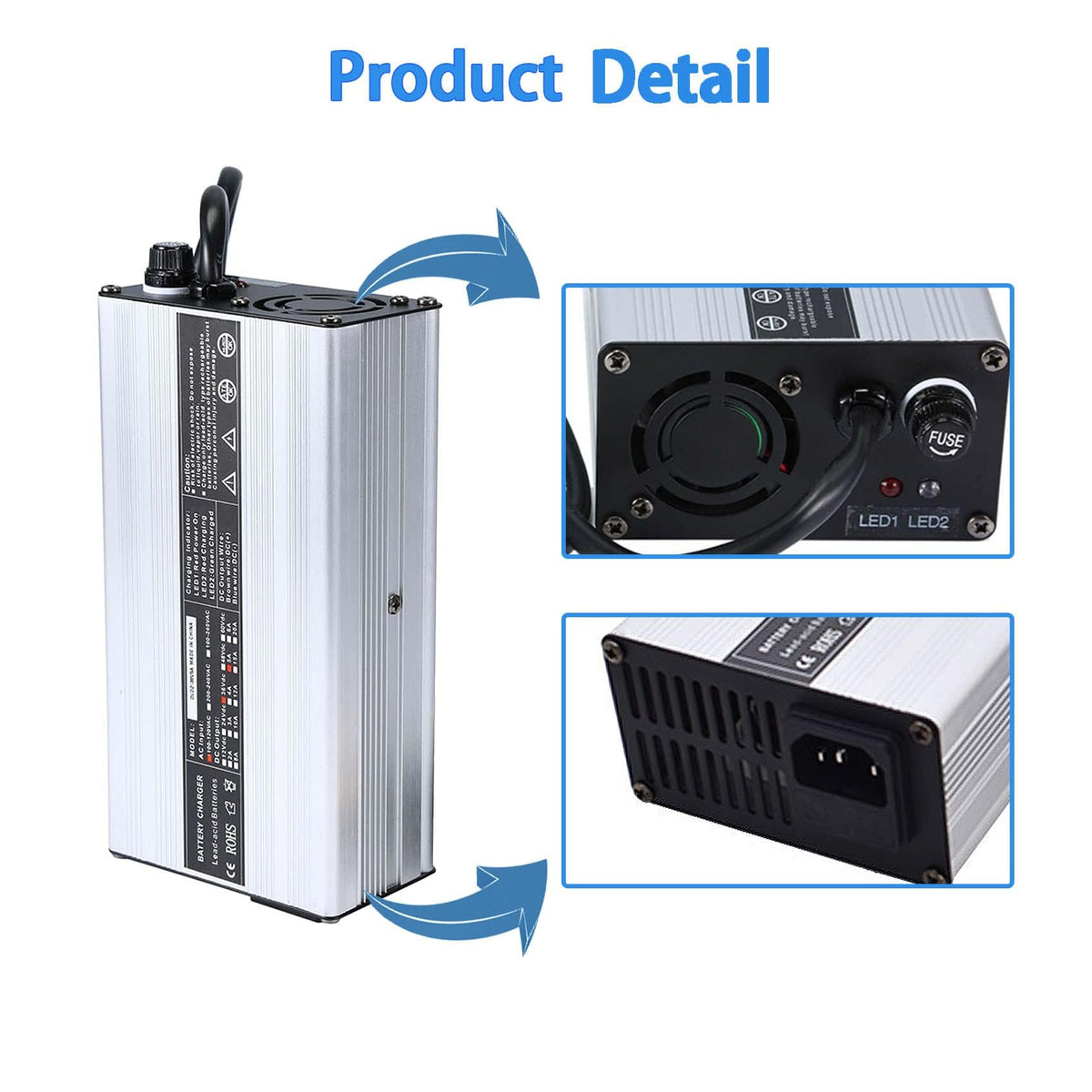 Labwork charger compatible with EZGO, Yamaha, DS, TXT, and Club Car models.