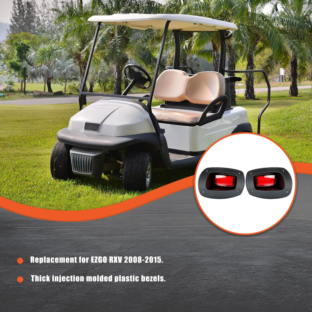 Labwork tail light left bezel provides sturdy, aftermarket compatibility for EZGO RXV.