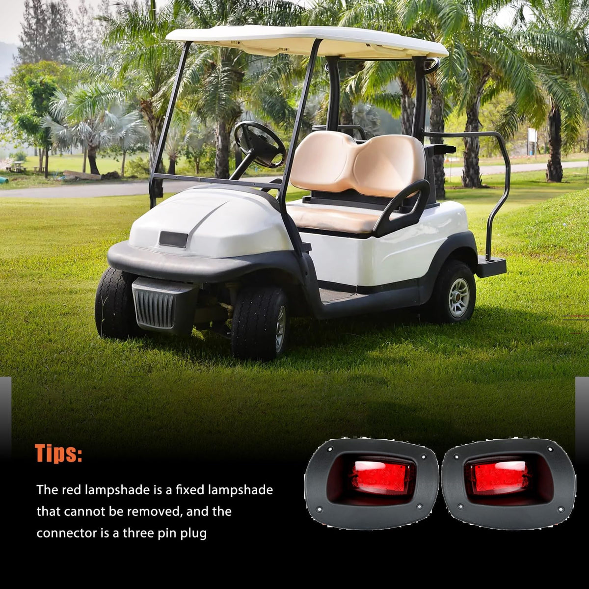 Labwork three-pin connector tail light for EZGO RXV compatibility.
