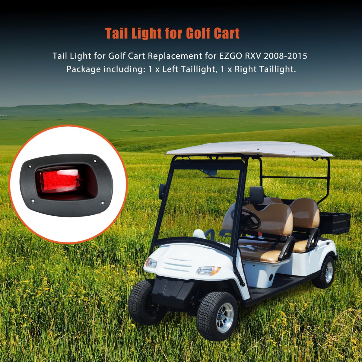 Labwork tail light packaging includes left and right taillights for EZGO RXV.