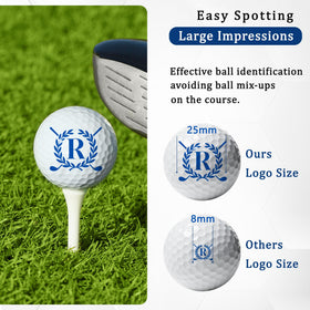 LACGO golf ball on green demonstrates on-course visibility.