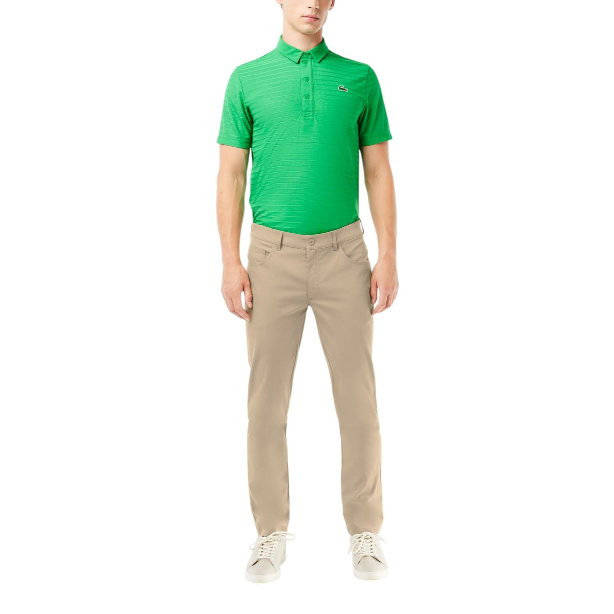 Lacoste Lion Green Sport Ultra Dry pants front view for all-day golf comfort