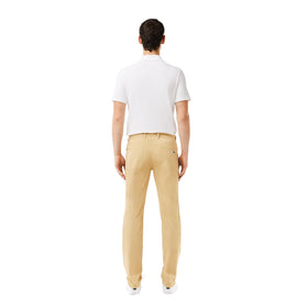 Lacoste pants back view highlights flexible waistband for all-day comfort
