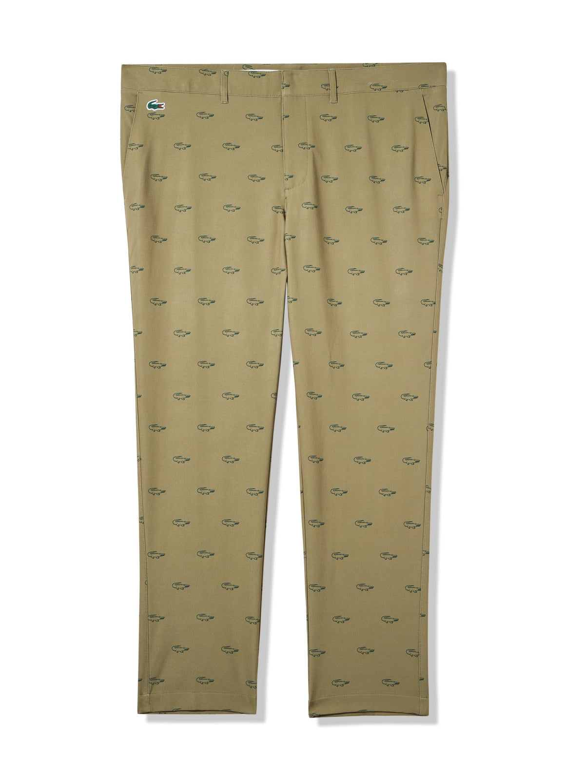Lacoste men's Sport Ultra Dry golf pants olive, front view for on-course wear.