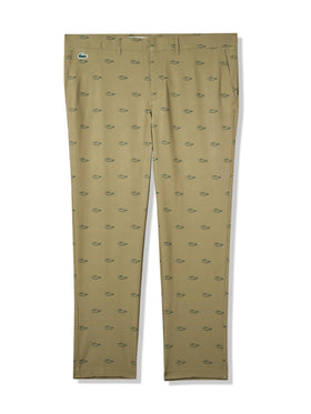 Lacoste Sport Ultra Dry pants olive side view highlights slim fit for unrestricted golf movement.
