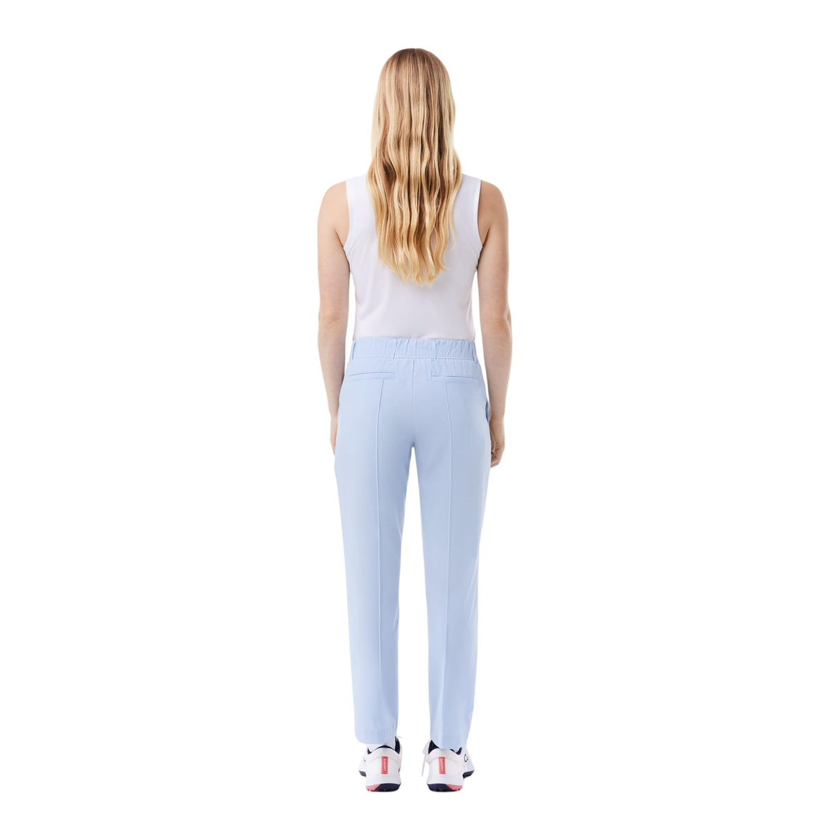 Close-up of four-pocket design on Lacoste golf pants for easy access to essentials