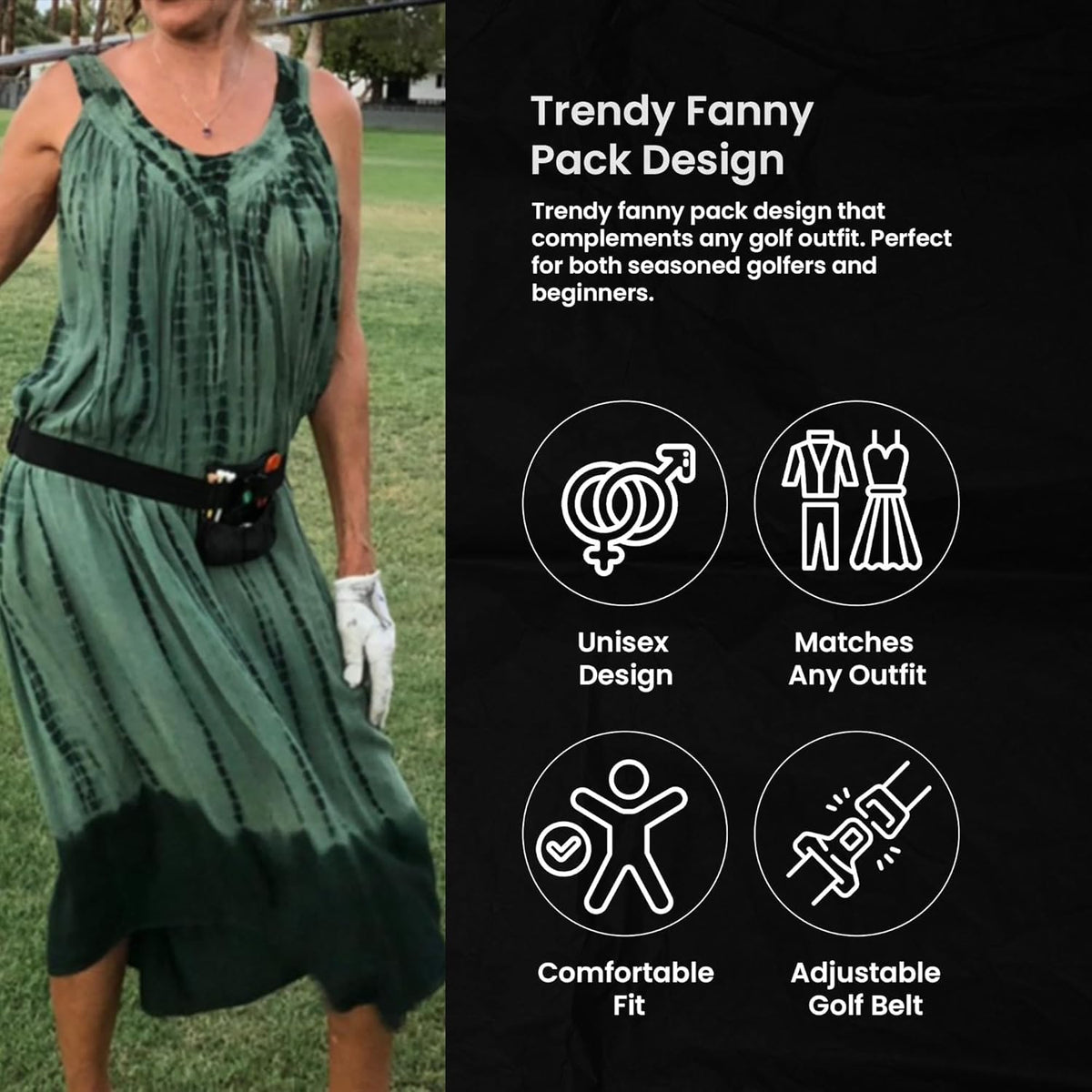 Interior compartments of Lady Caddy pouch for tees and balls in one place