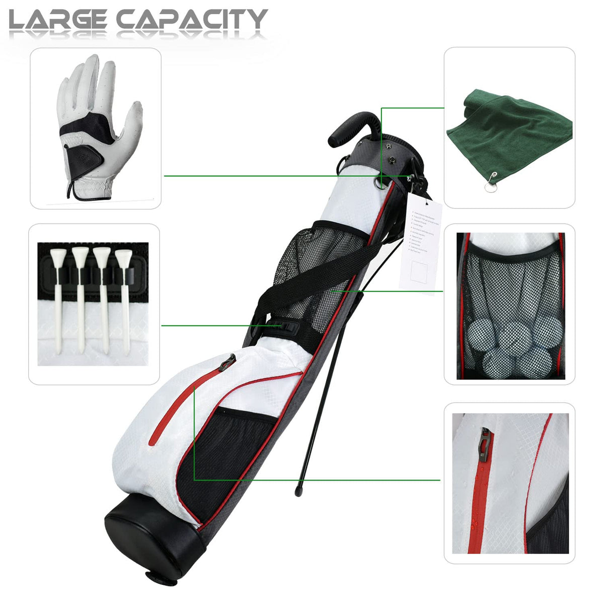 LAISUNTIM golf bag white 2-way divider keeps clubs organized