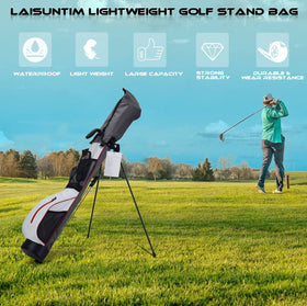 LAISUNTIM golf bag white extra pockets and rain cover for gear
