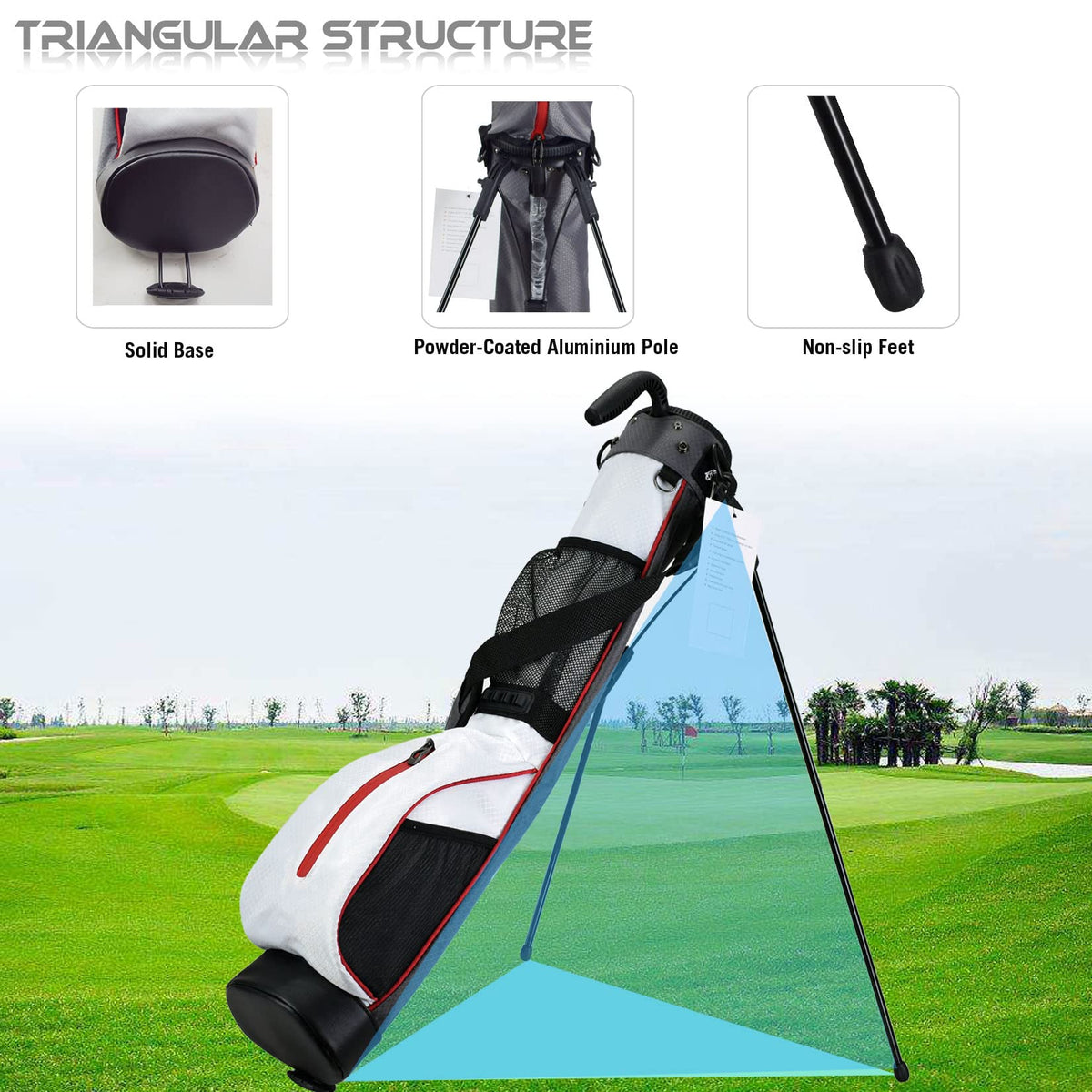 LAISUNTIM golf bag white stable kickstand on any turf