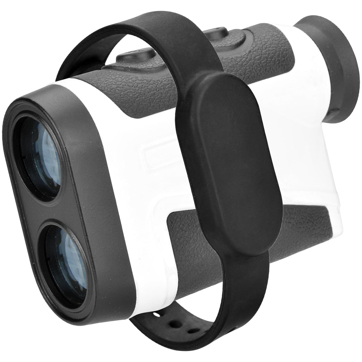Lamborsafe golf rangefinder magnetic strap secured on cart frame for quick access.