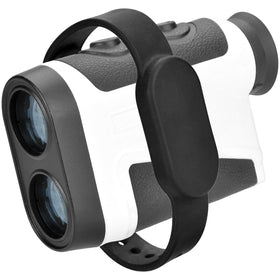 Lamborsafe golf rangefinder magnetic strap secured on cart frame for quick access.