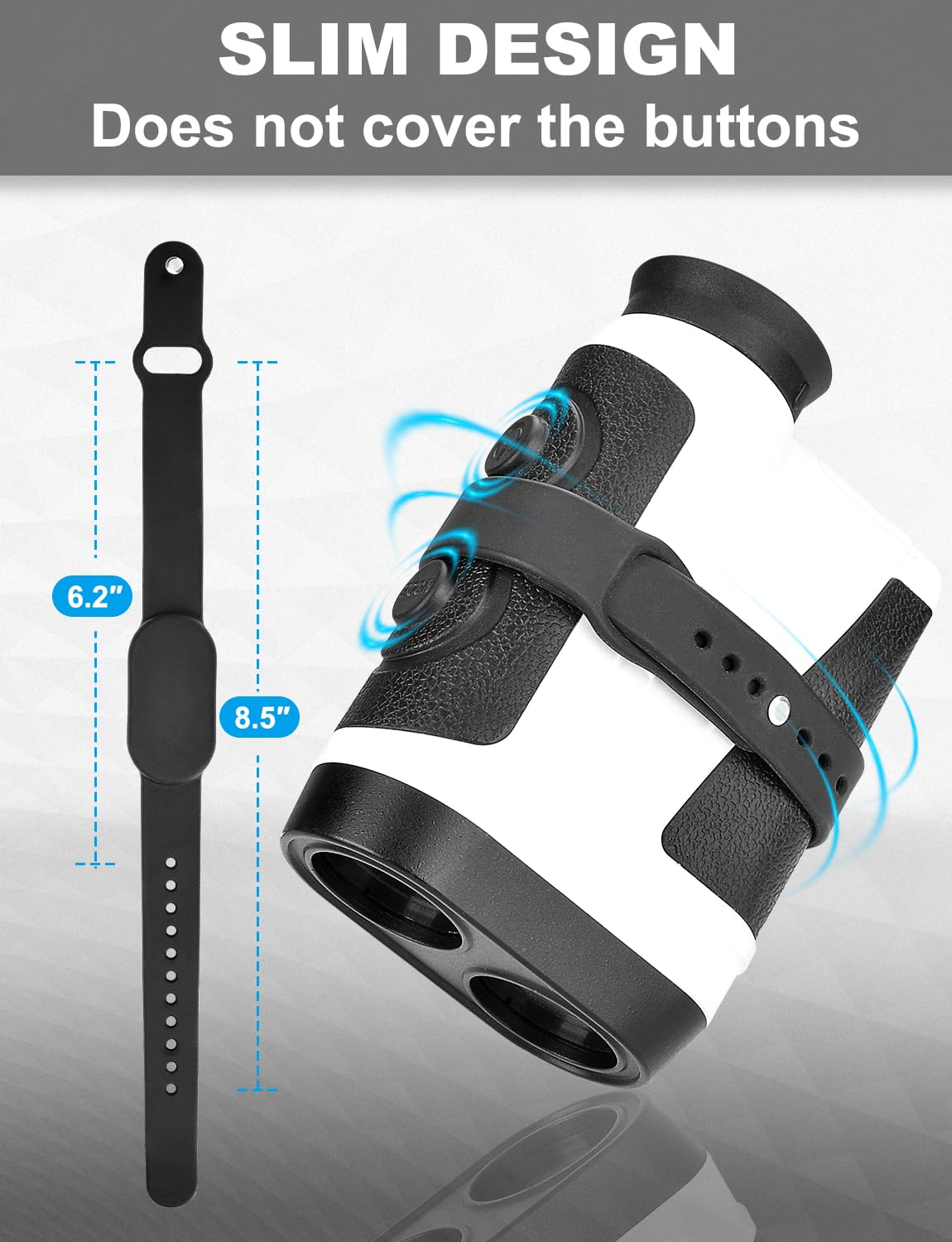 Lamborsafe magnetic strap on cart frame enables hands-free navigation on the course.