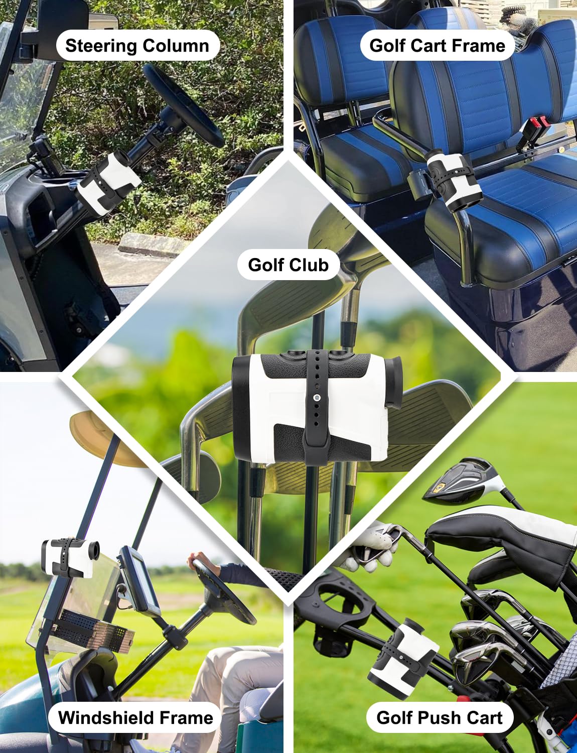 Lamborsafe slim magnetic holder on cart for easy rangefinder access.