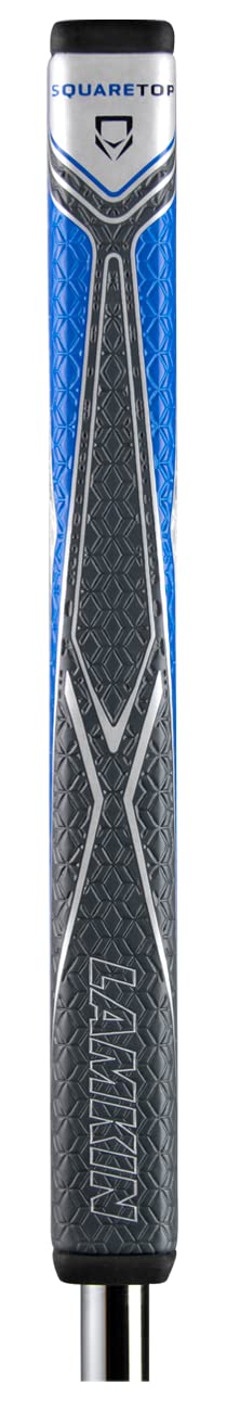 Lamkin GRIP GY/BL 58 putter top fingerprint pattern enhances feel and fit.