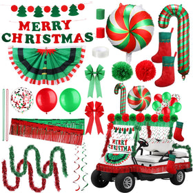 LaRandom Christmas golf cart pleated flag enhances parade visibility and festive charm